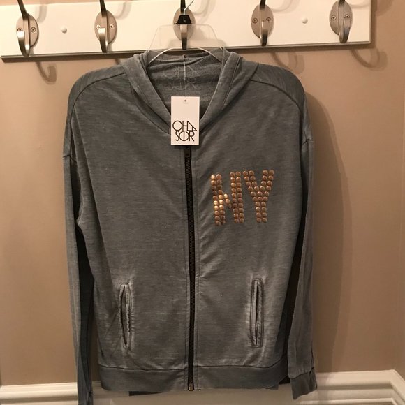 Chaser Tops - CHASER HOODIE "NY/LA WAS COOL" in color gray Size Small
